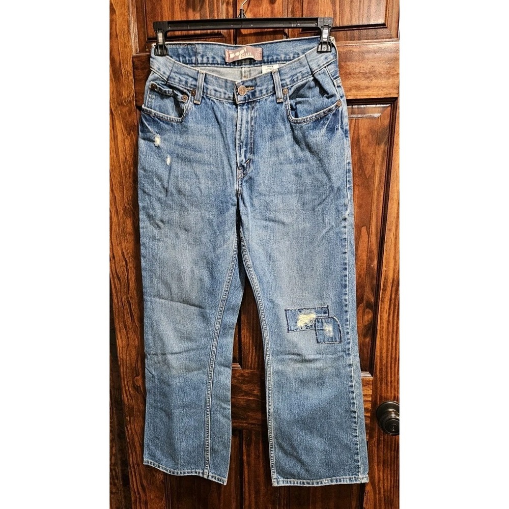 Levis 527 30x30 Boy Size 18 Patchwork Denim Bootcut Jeans Vintage